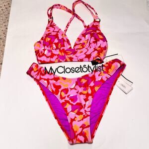 Colorful Salt & Cove 2PC Bikini Strappy Swimsuit NEW Pink Purple Red Swim